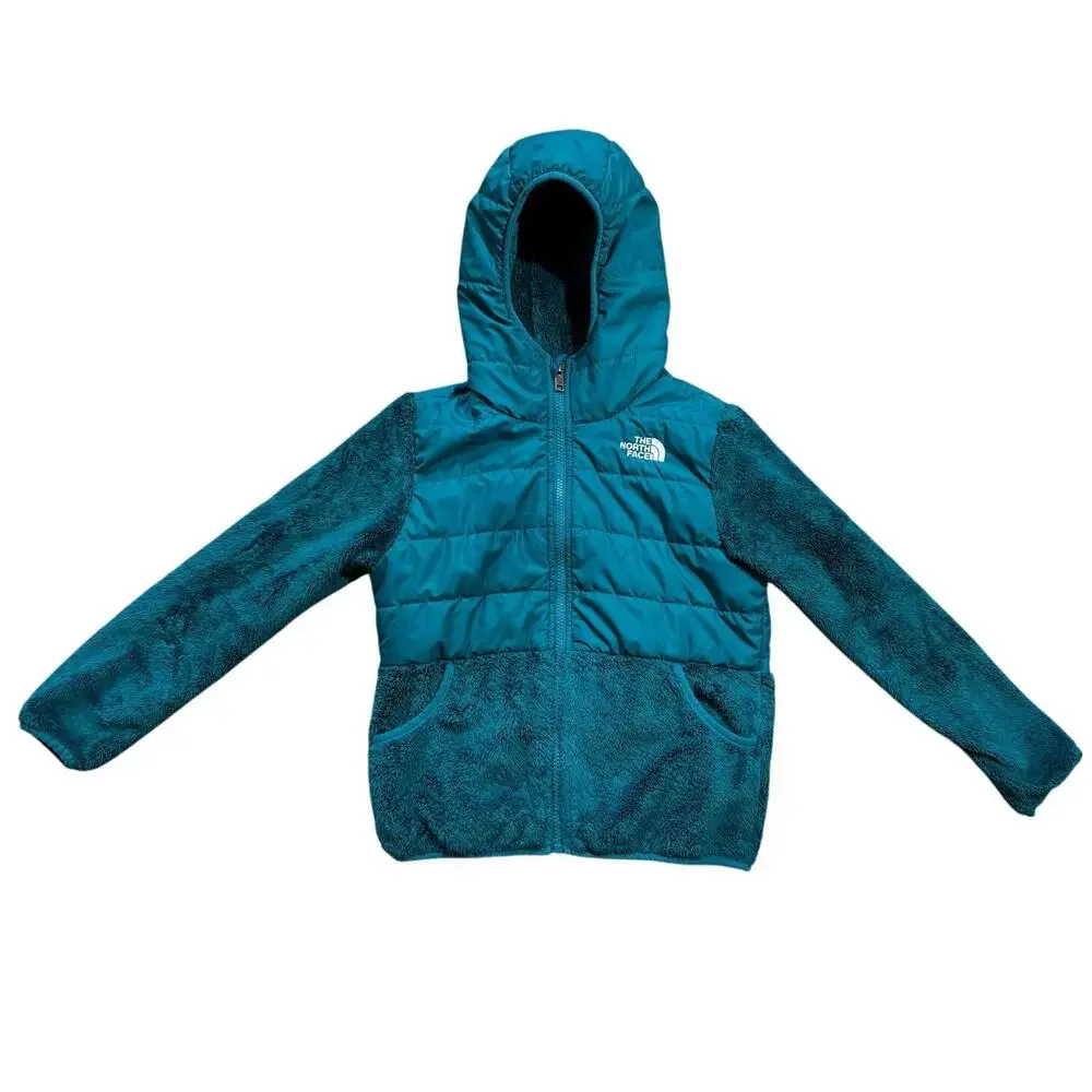 The North Face Girl's Mashup Hybrid Fleece Puffer Hooded Jacket Teal Size M/10